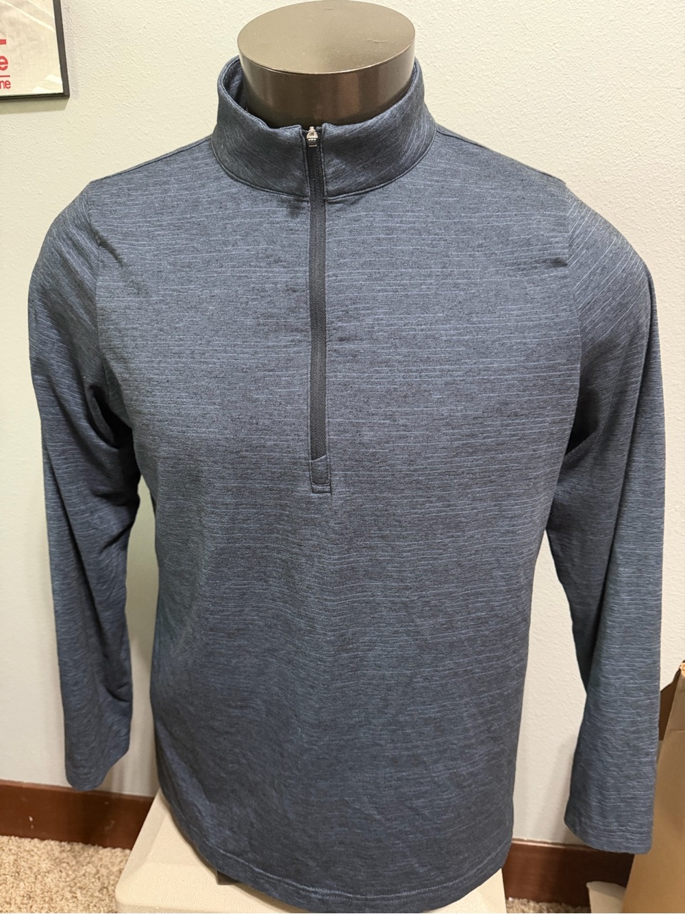 Travis Mathew Men's Heathered Blue Quarter-Zip Pullover Jacket